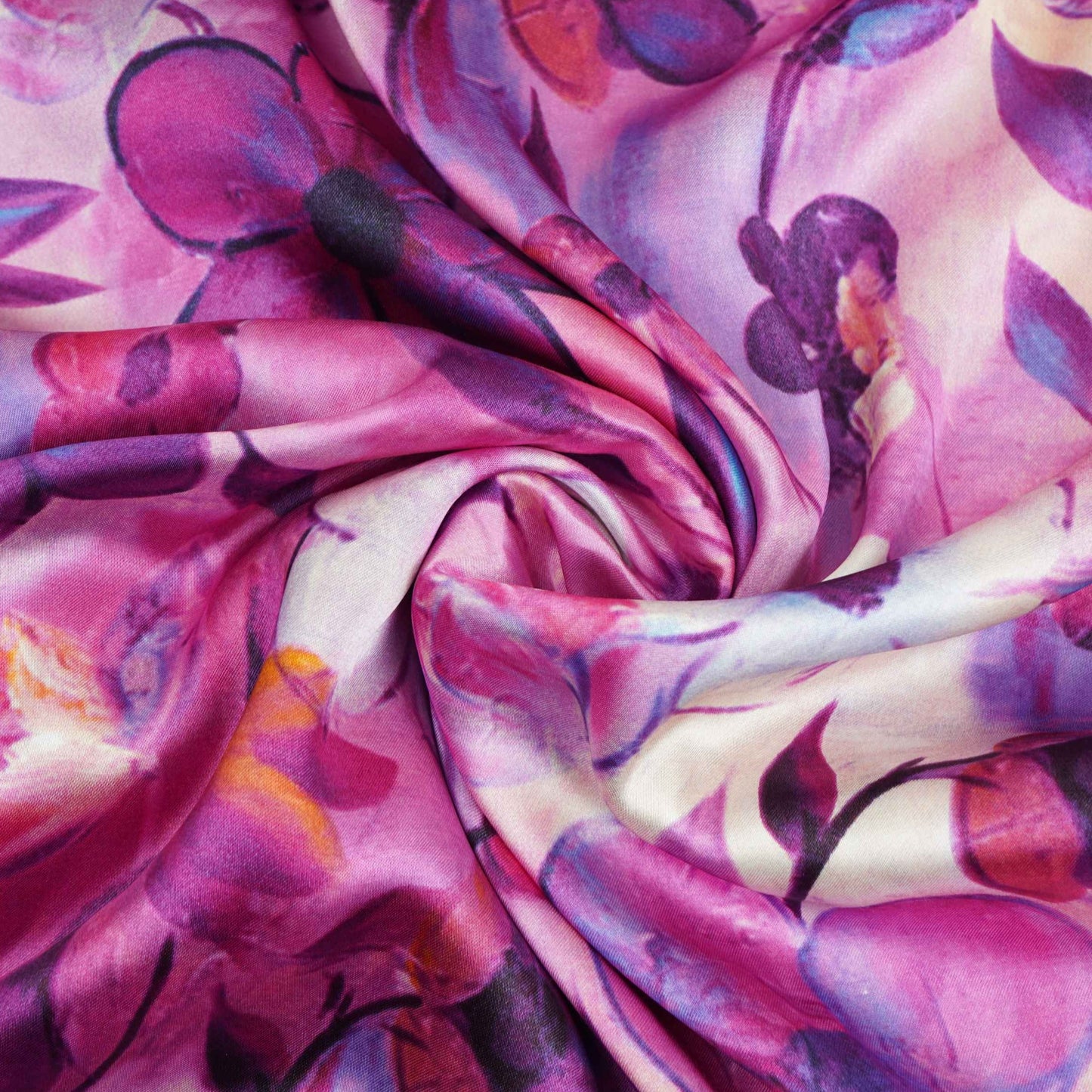Lavender floral print Bemberg Modal Silk Fabric KTP-31438