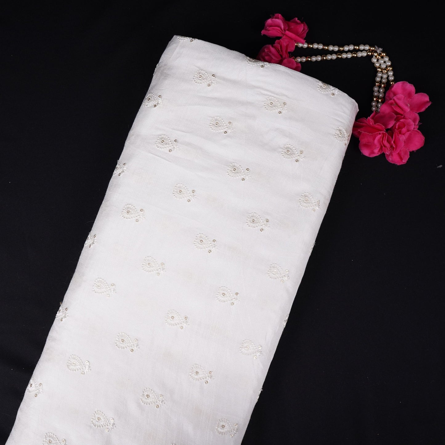 Wine Tissue Stripes thread cutdana embroidery Organza Fabric VFS-31681