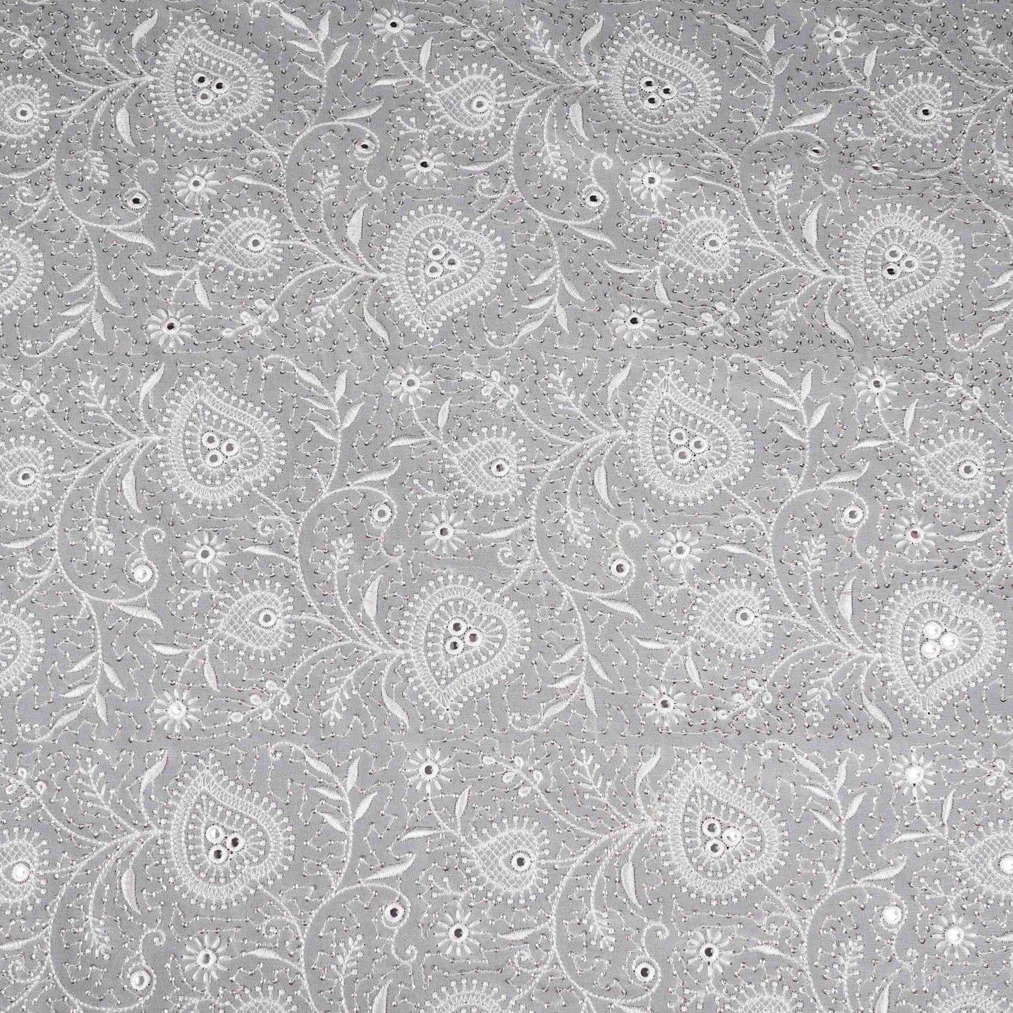 Off White Dyeable Chikankari embroidery Georgette Fabric VFS-31525