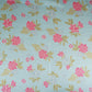 Light Blue Stripes Floral Print Organza Fabric VF-30081