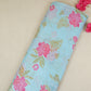 Light Blue Stripes Floral Print Organza Fabric VF-30081