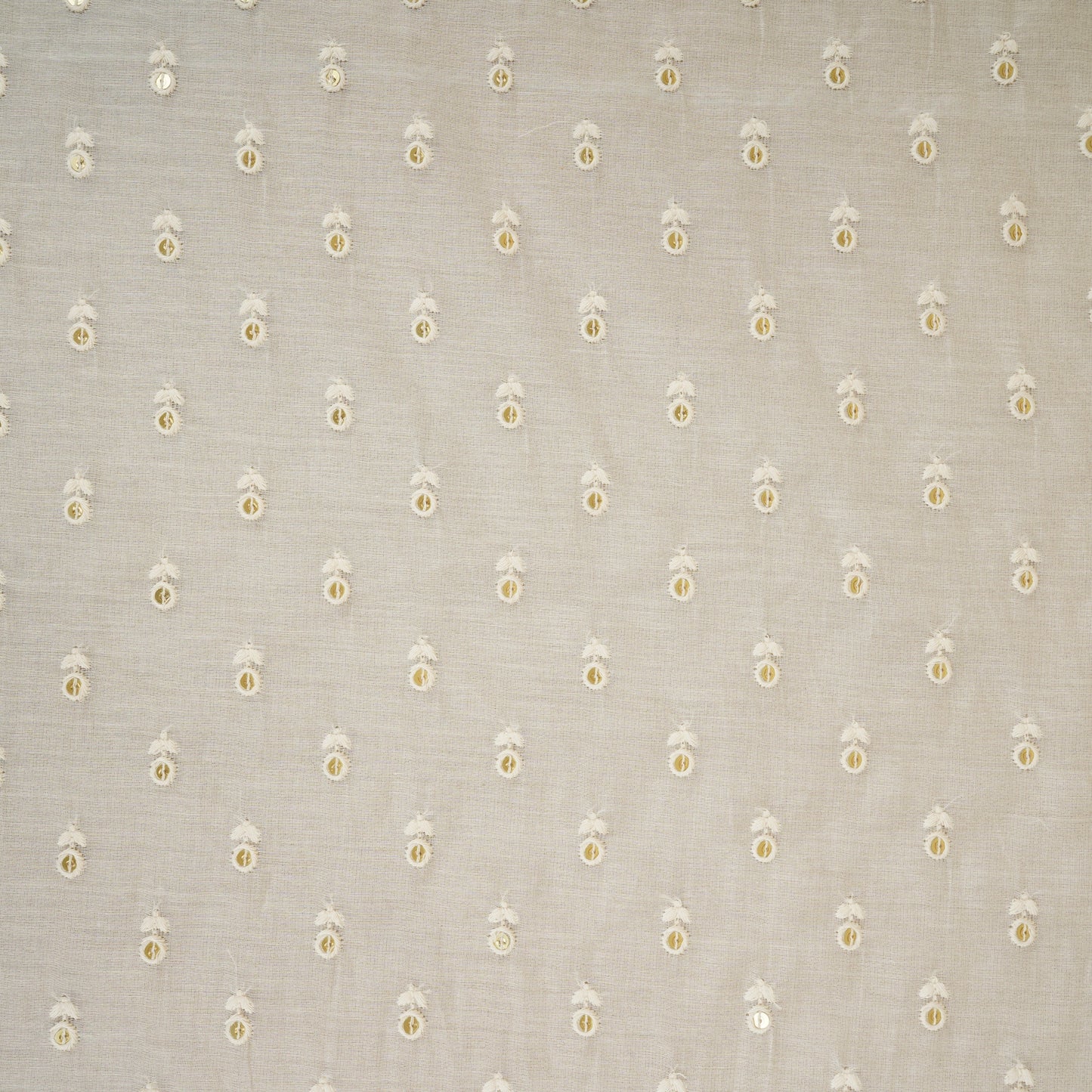 Cream Floral Buti Embroidery Dyeable Chanderi Silk Fabric VI-30074