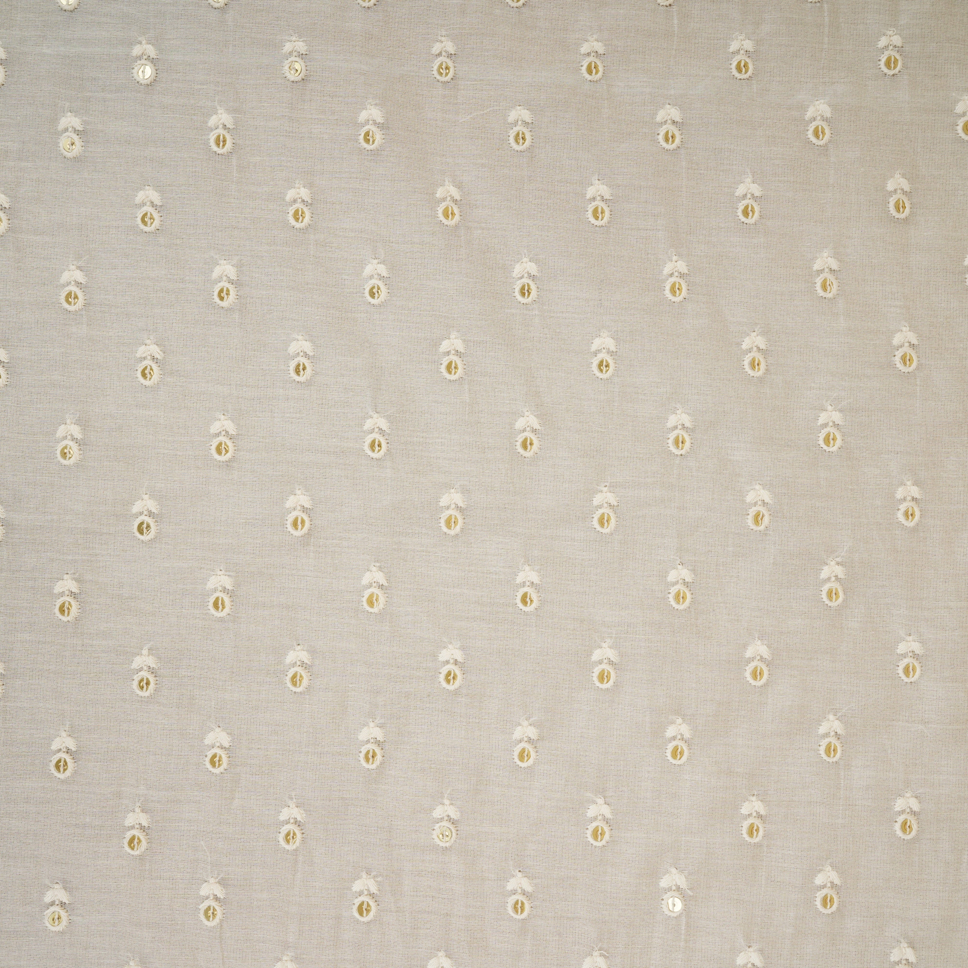 Cream Floral Buti Embroidery Dyeable Chanderi Silk Fabric VI-30074 - TradeUNO