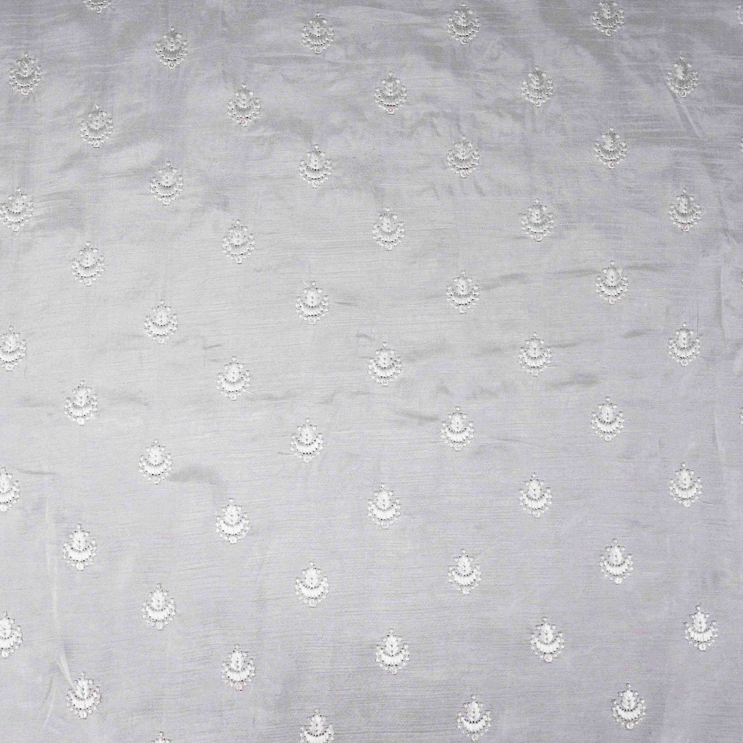 White Dyeable Buti embroidery Dola Silk Fabric VFS-31669
