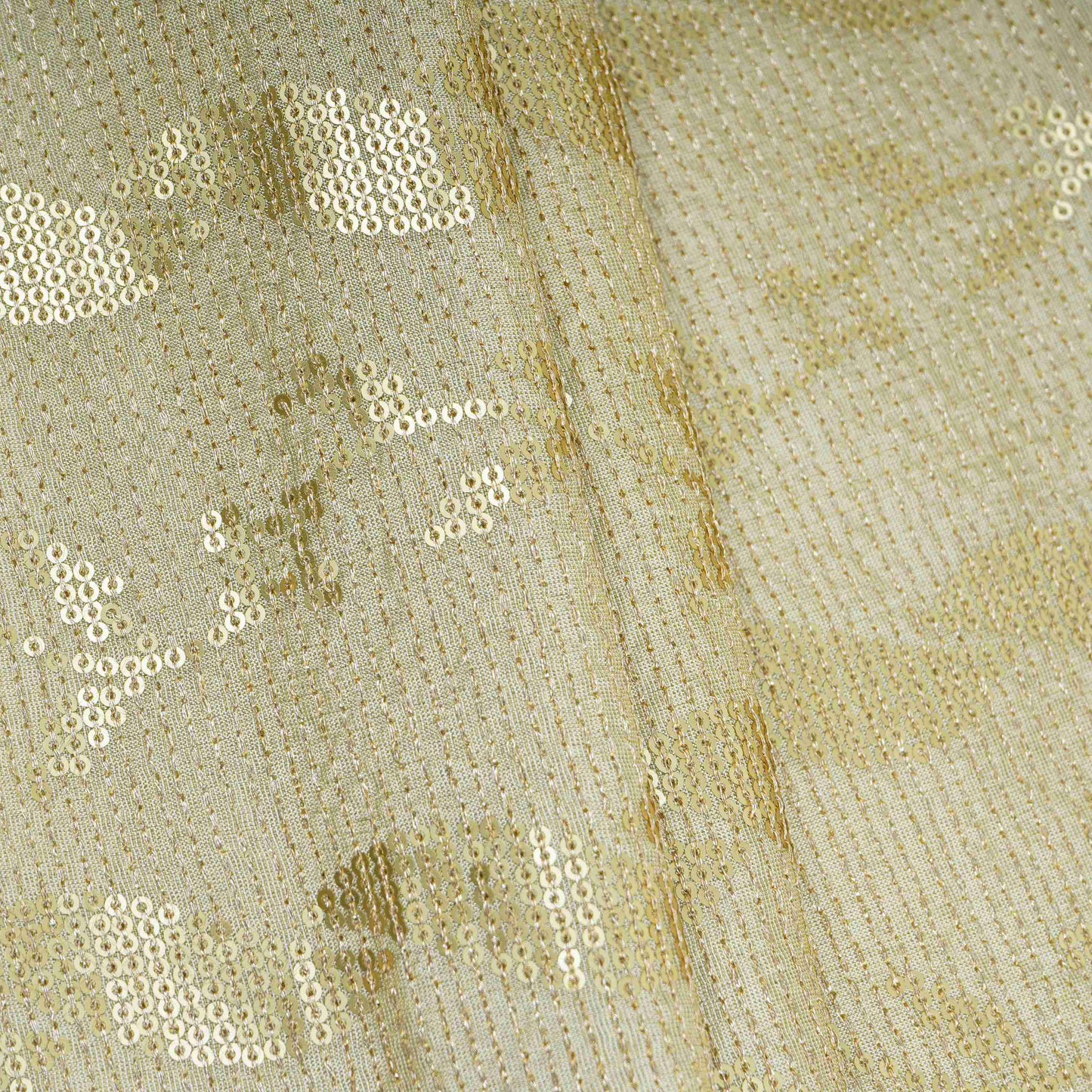 Golden floral sequins embroidery Tissue Fabric GTS-31329
