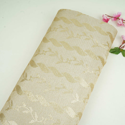 Golden floral sequins embroidery Tissue Fabric GTS-31329