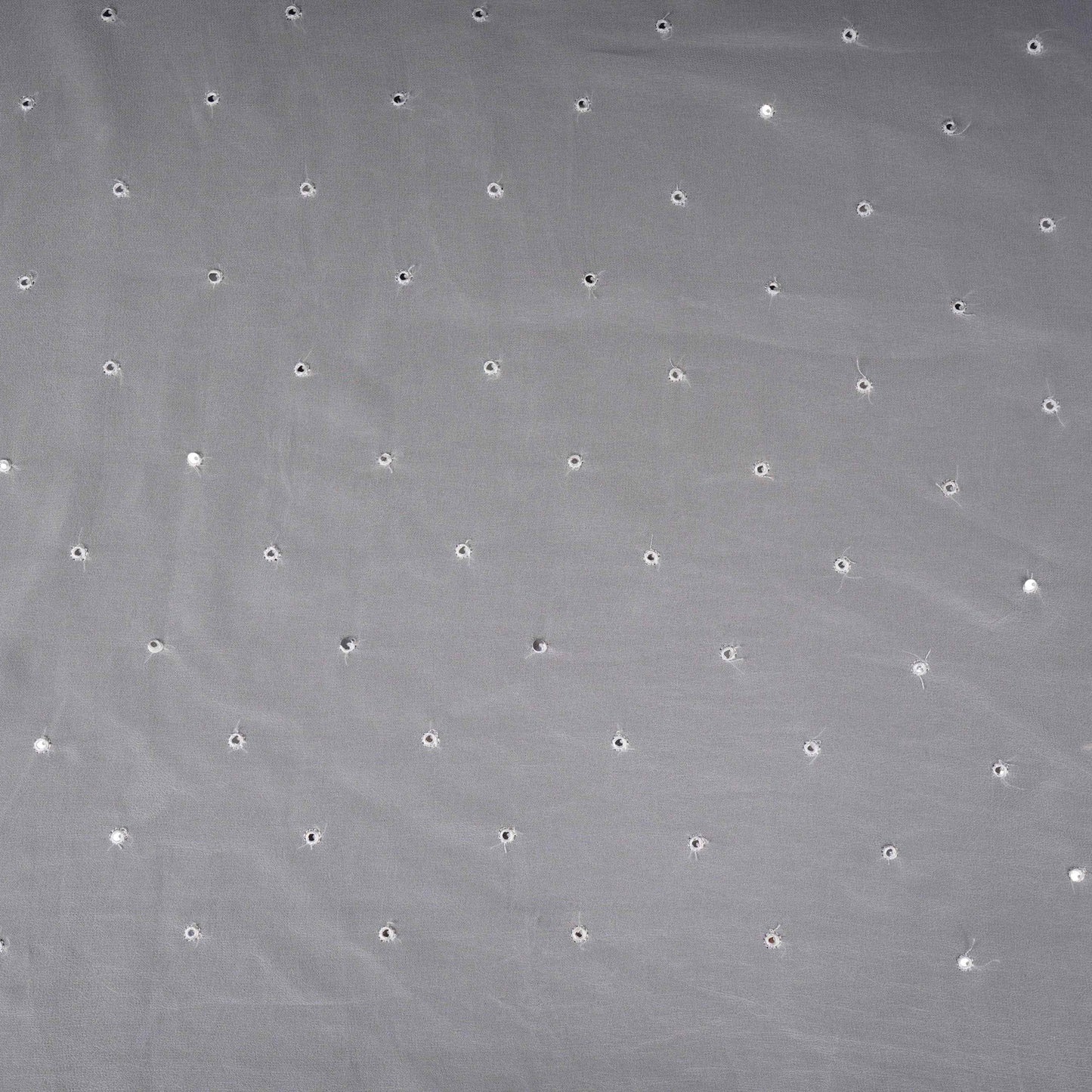 White Buti Mirror embroidery Georgette Fabric VFS-31690