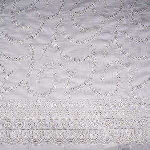 White Dyeable Pearl Cutdana embroidery Crepe Fabric VFS-31687 - TradeUNO