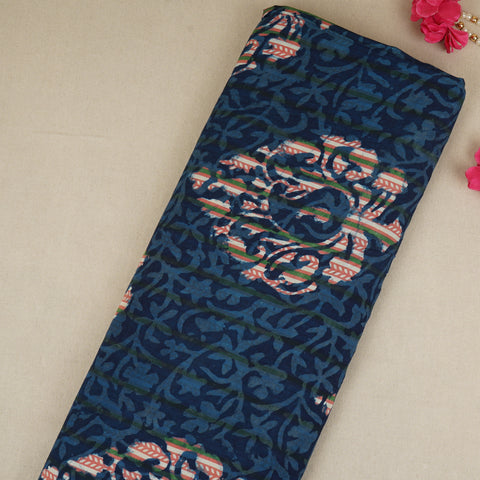Indigo & White Floral Print Cotton Fabric MFR-29867