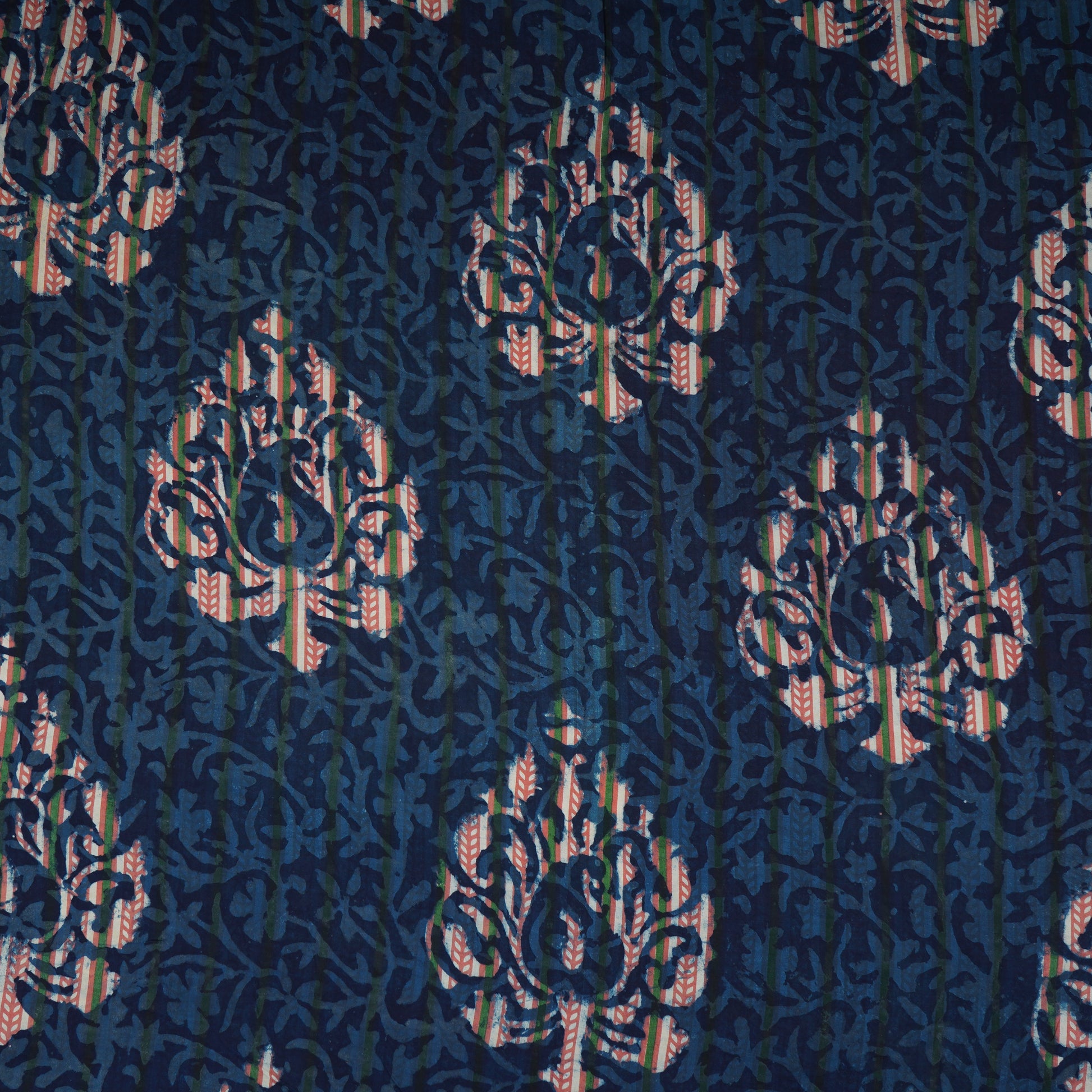 Indigo & White Floral Print Cotton Fabric MFR-29867 - TradeUNO