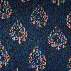 Indigo & White Floral Print Cotton Fabric MFR-29867 - TradeUNO