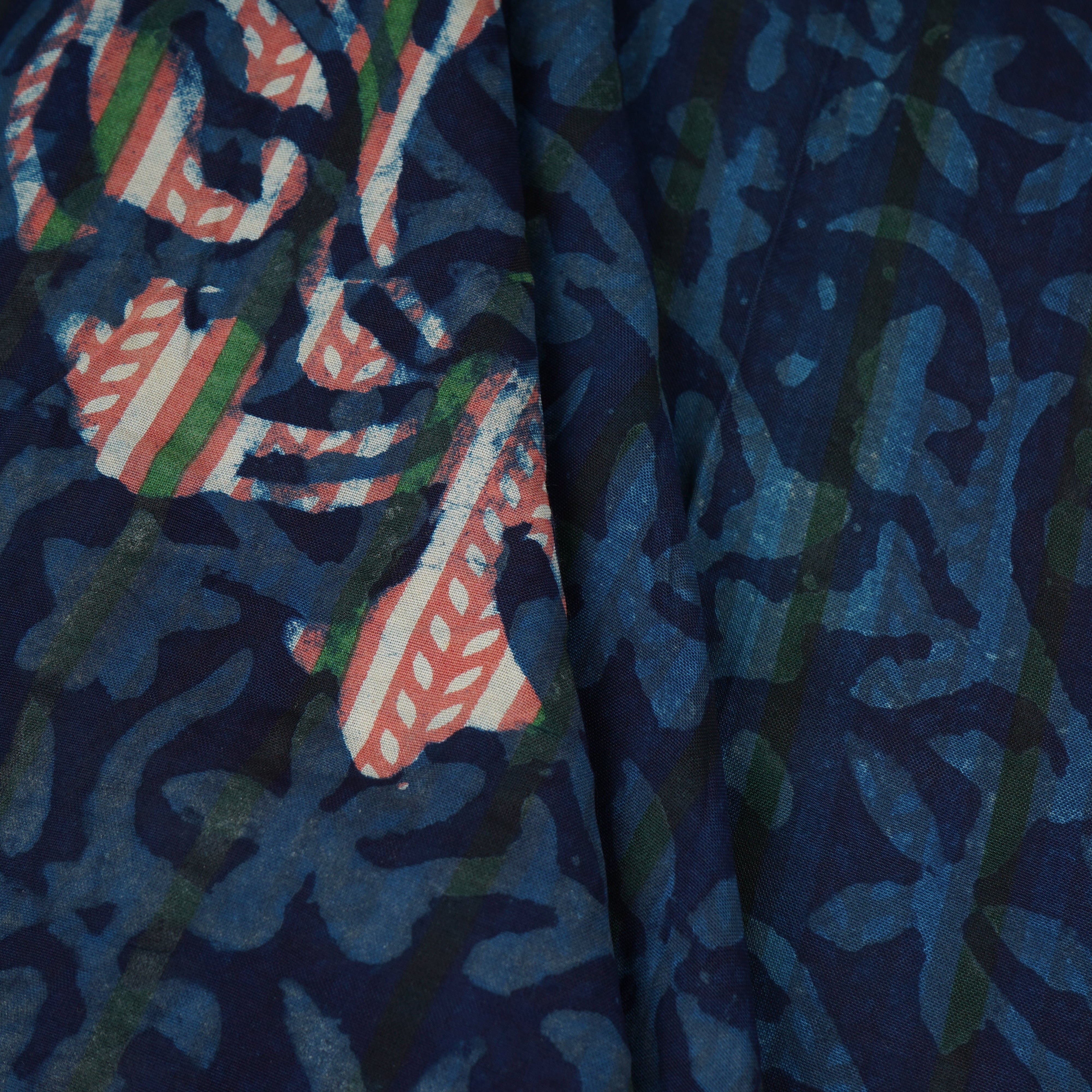 Indigo & White Floral Print Cotton Fabric MFR-29867 - TradeUNO