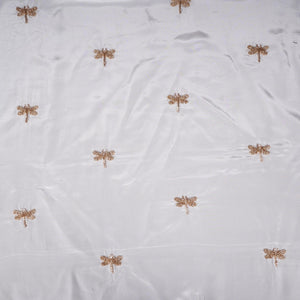 White dyeable thread cutdana embroidery Crepe Fabric VFS-31524 - TradeUNO