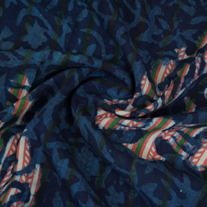 Indigo & White Floral Print Cotton Fabric MFR-29867 - TradeUNO