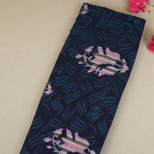 Indigo & White Floral Print Cotton Fabric MFR-29866 - TradeUNO