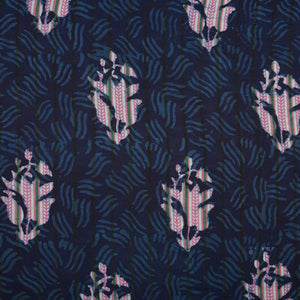 Indigo & White Floral Print Cotton Fabric MFR-29866 - TradeUNO