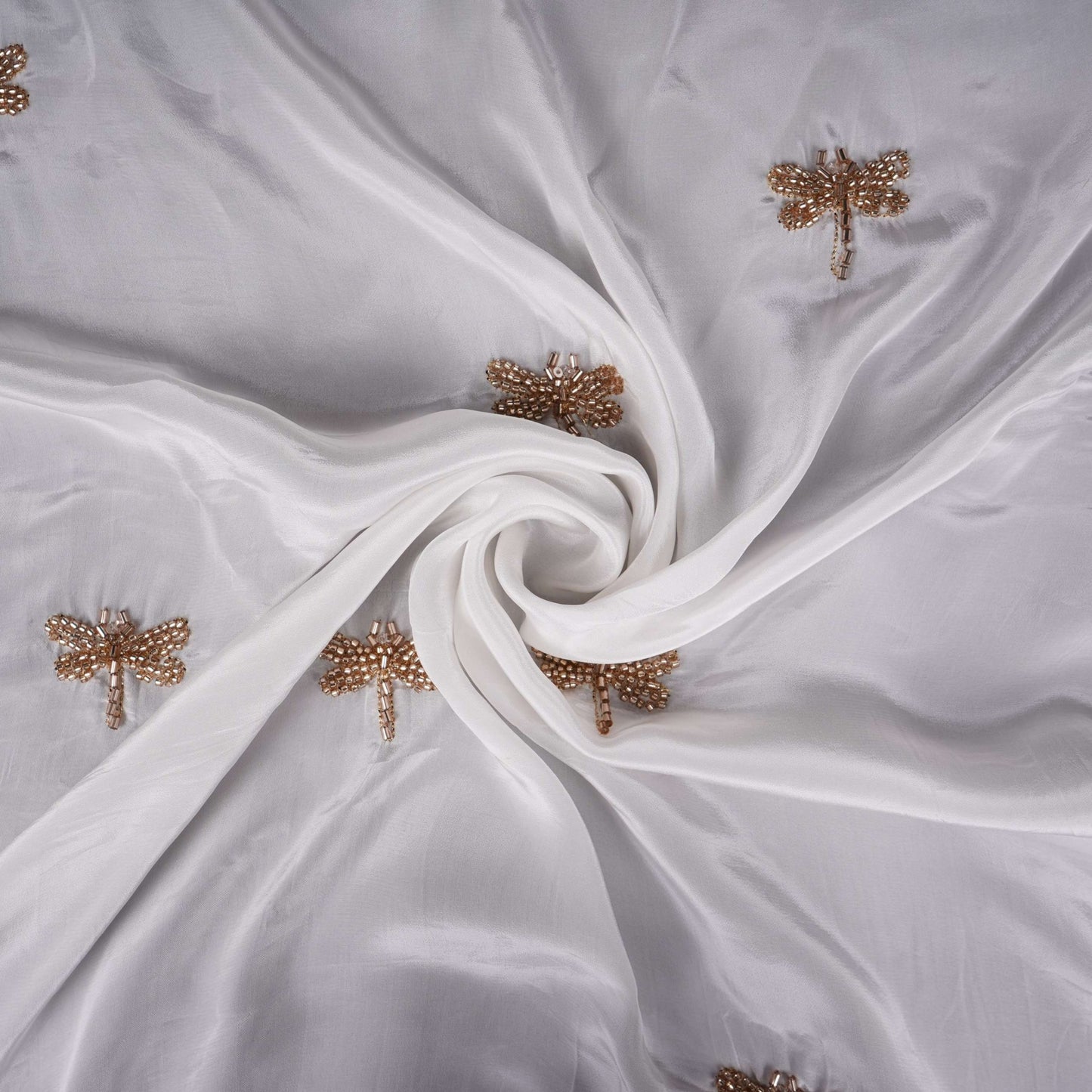 White dyeable thread cutdana embroidery Crepe Fabric VFS-31524