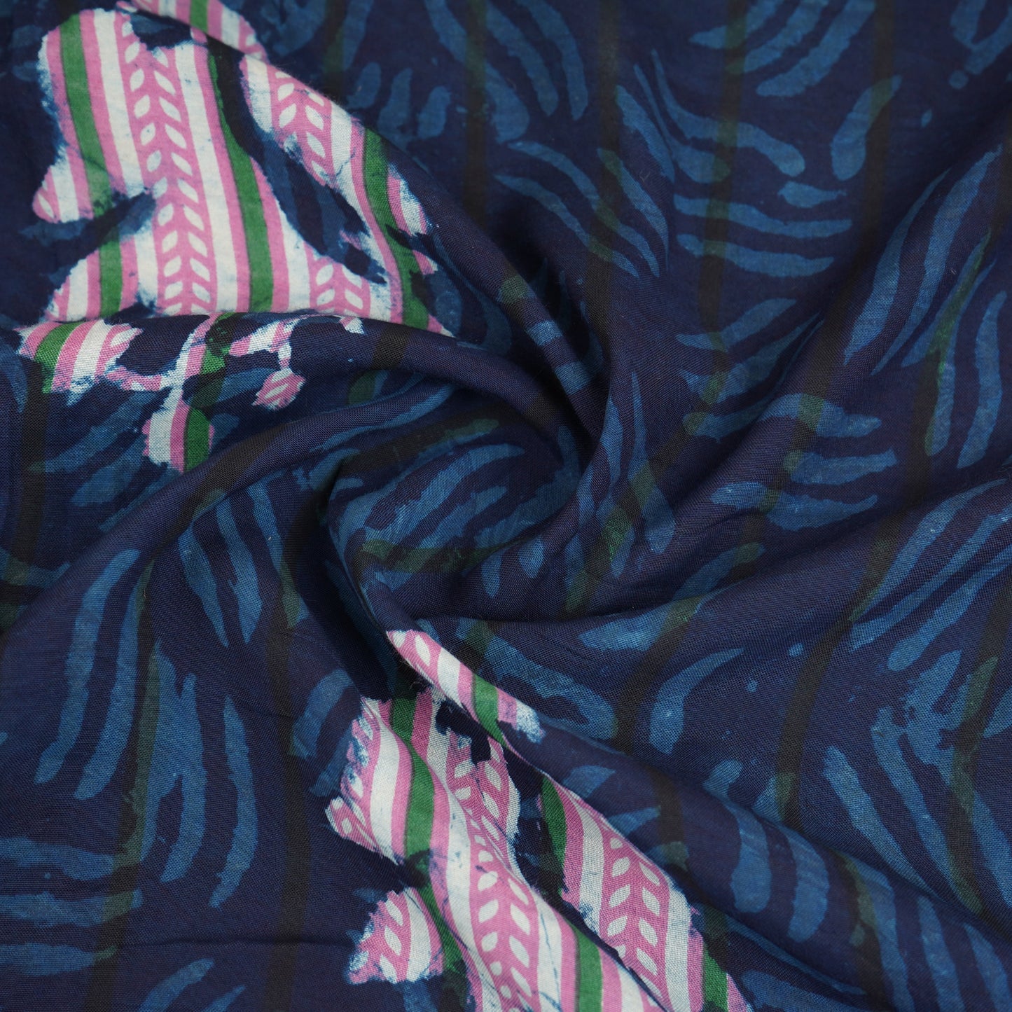Indigo & White Floral Print Cotton Fabric MFR-29866