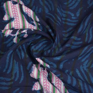 Indigo & White Floral Print Cotton Fabric MFR-29866 - TradeUNO