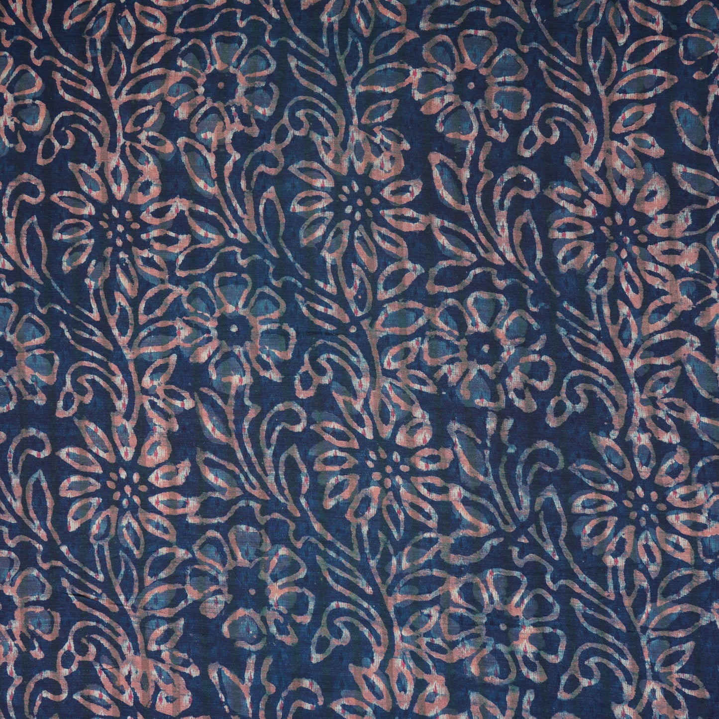 Indigo & White Floral Print Cotton Fabric MFR-29864