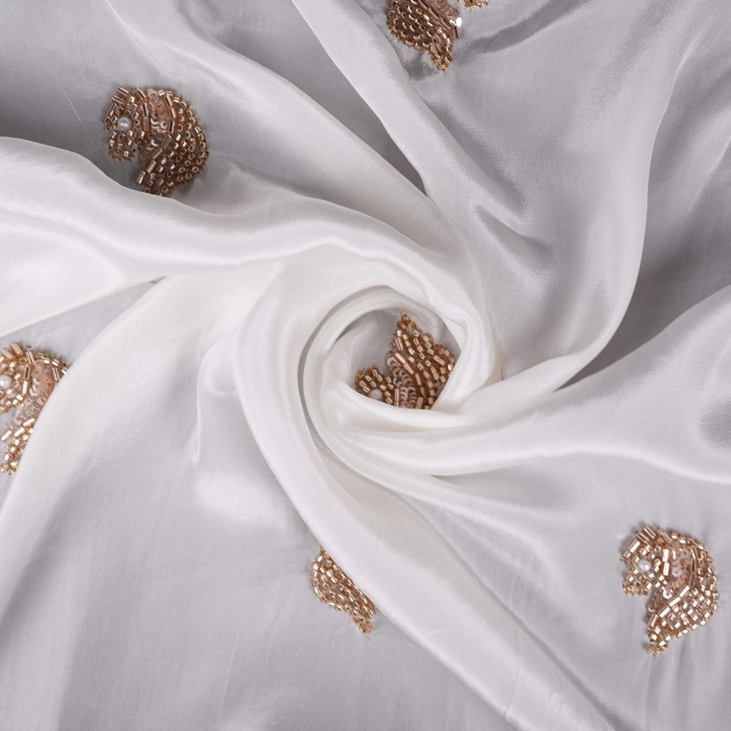 White dyeable thread cutdana embroidery Crepe Fabric VFS-31523