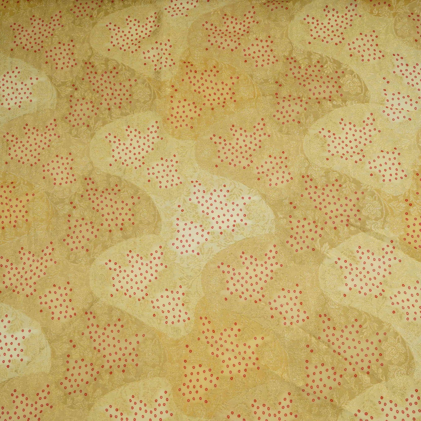 Ivory with Light Green Bandhani floral Georgette Jaal Fabric MTI-31550