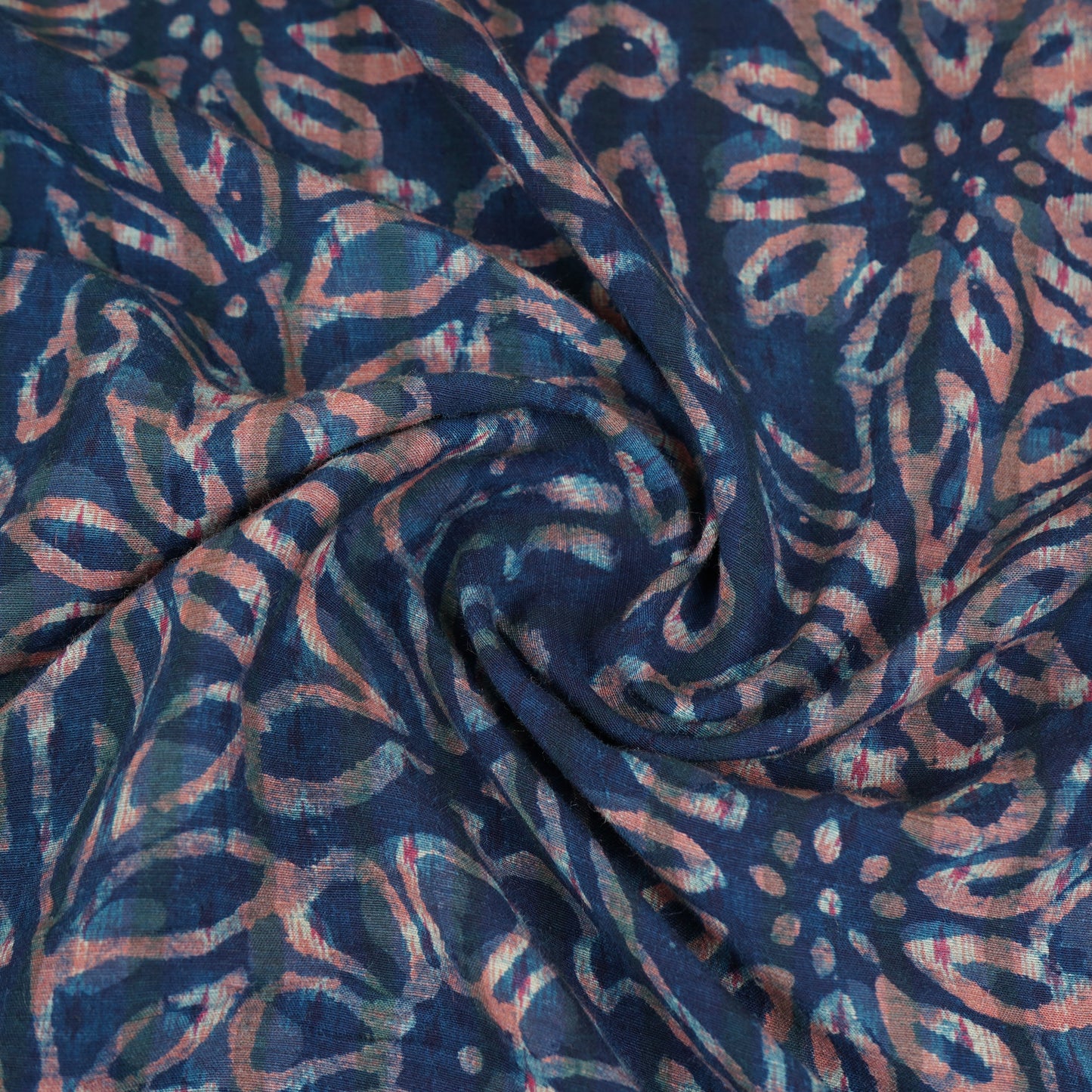 Indigo & White Floral Print Cotton Fabric MFR-29864