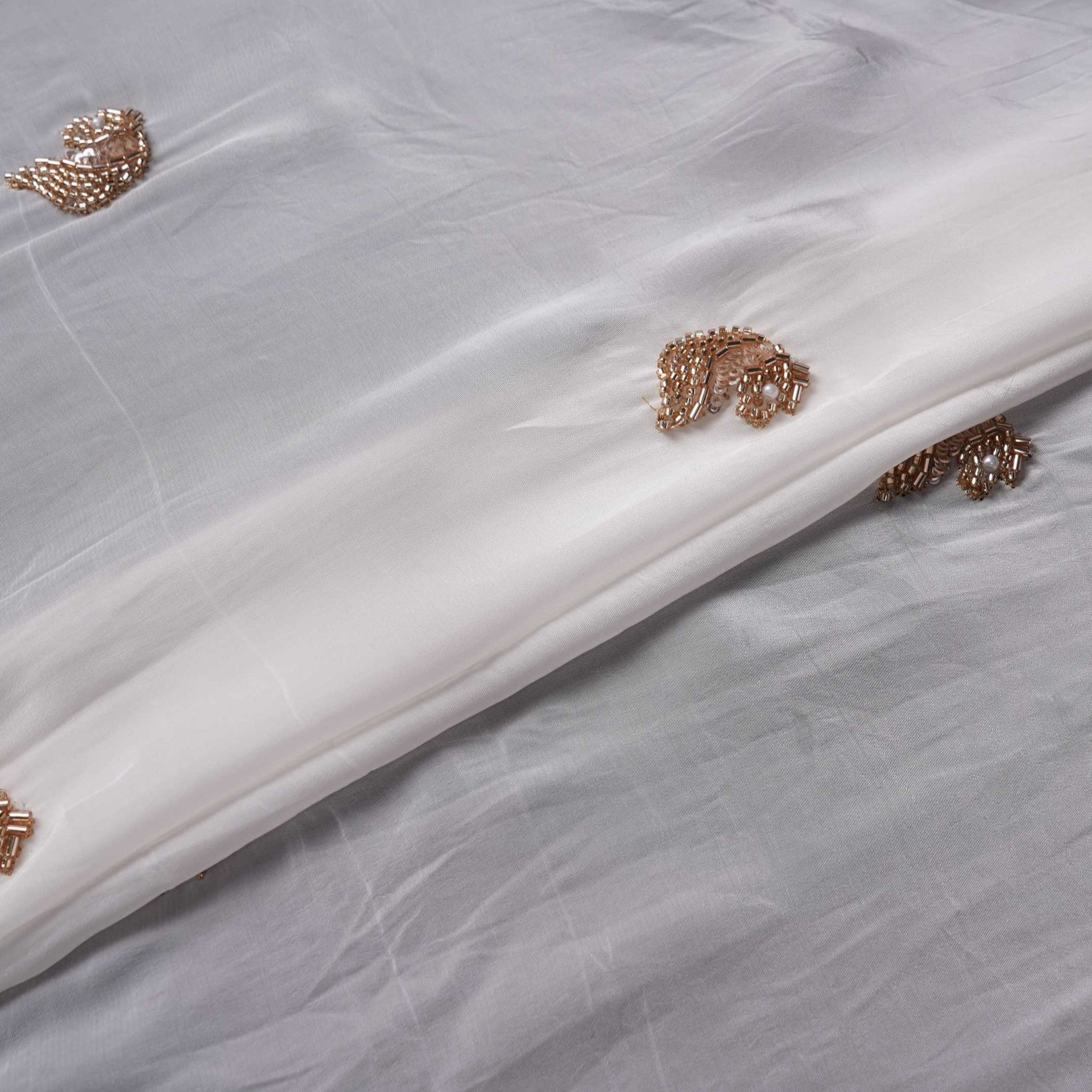White dyeable thread cutdana embroidery Crepe Fabric VFS-31523 - TradeUNO