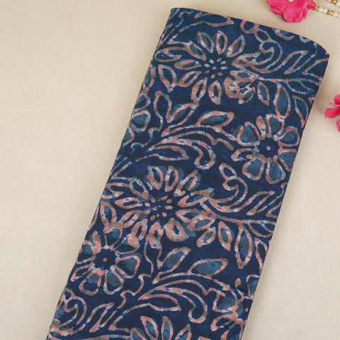 Indigo & White Floral Print Cotton Fabric MFR-29864
