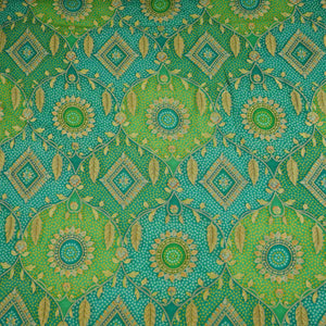 Teal Blue & Parrot Green Bandhani floral Georgette Jaal Fabric MTI-31549 - TradeUNO