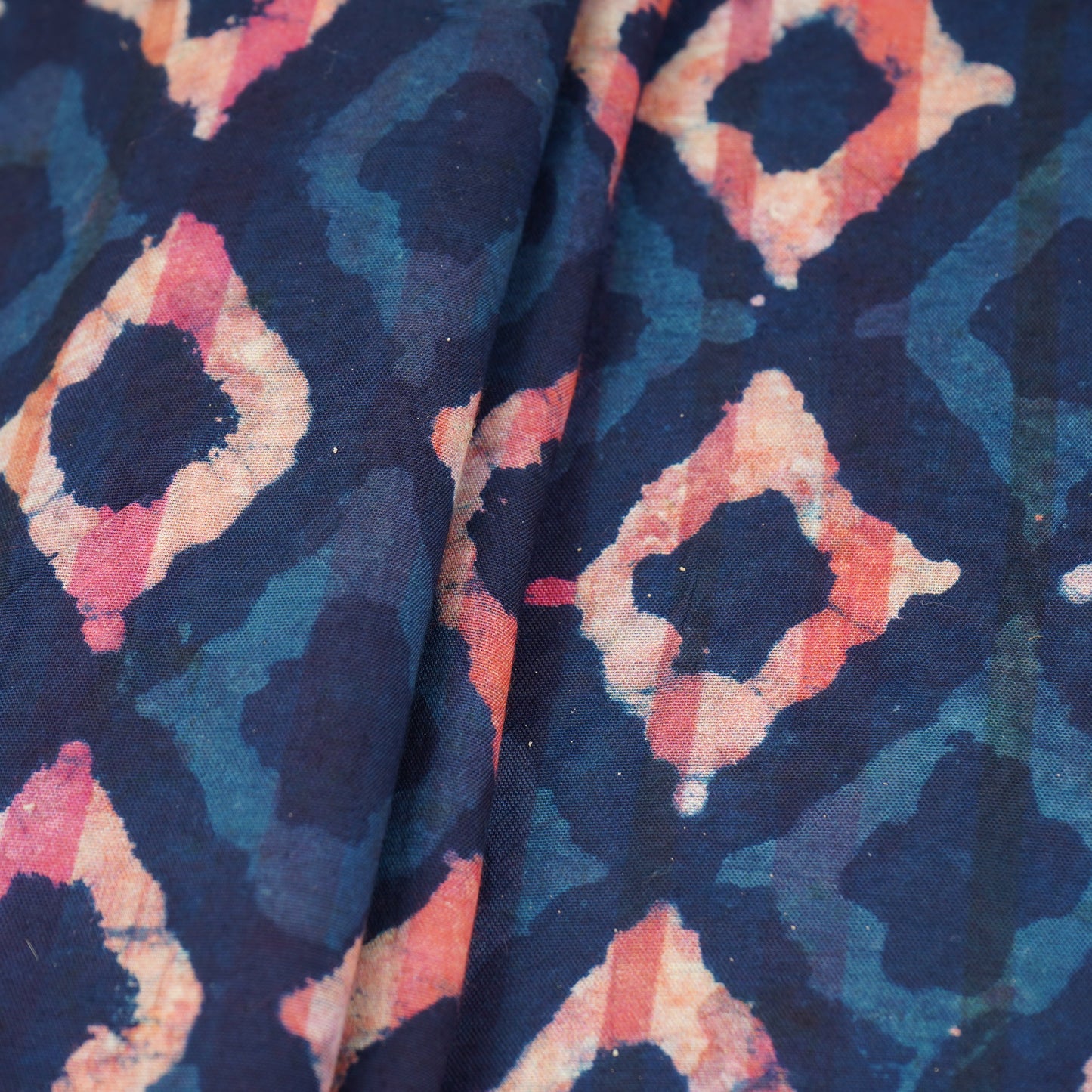 Indigo & White Geomatrical Print Cotton Fabric MFR-29870