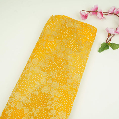 Mustard Bandhani floral Georgette Jaal Fabric MTI-31547
