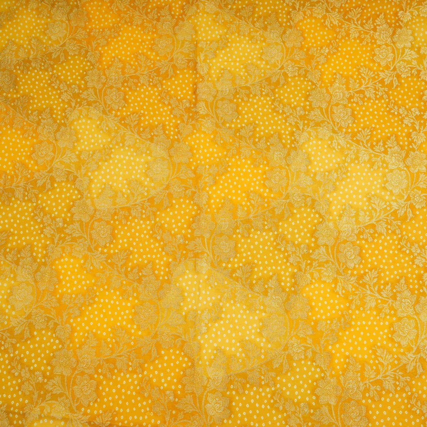 Mustard Bandhani floral Georgette Jaal Fabric MTI-31547