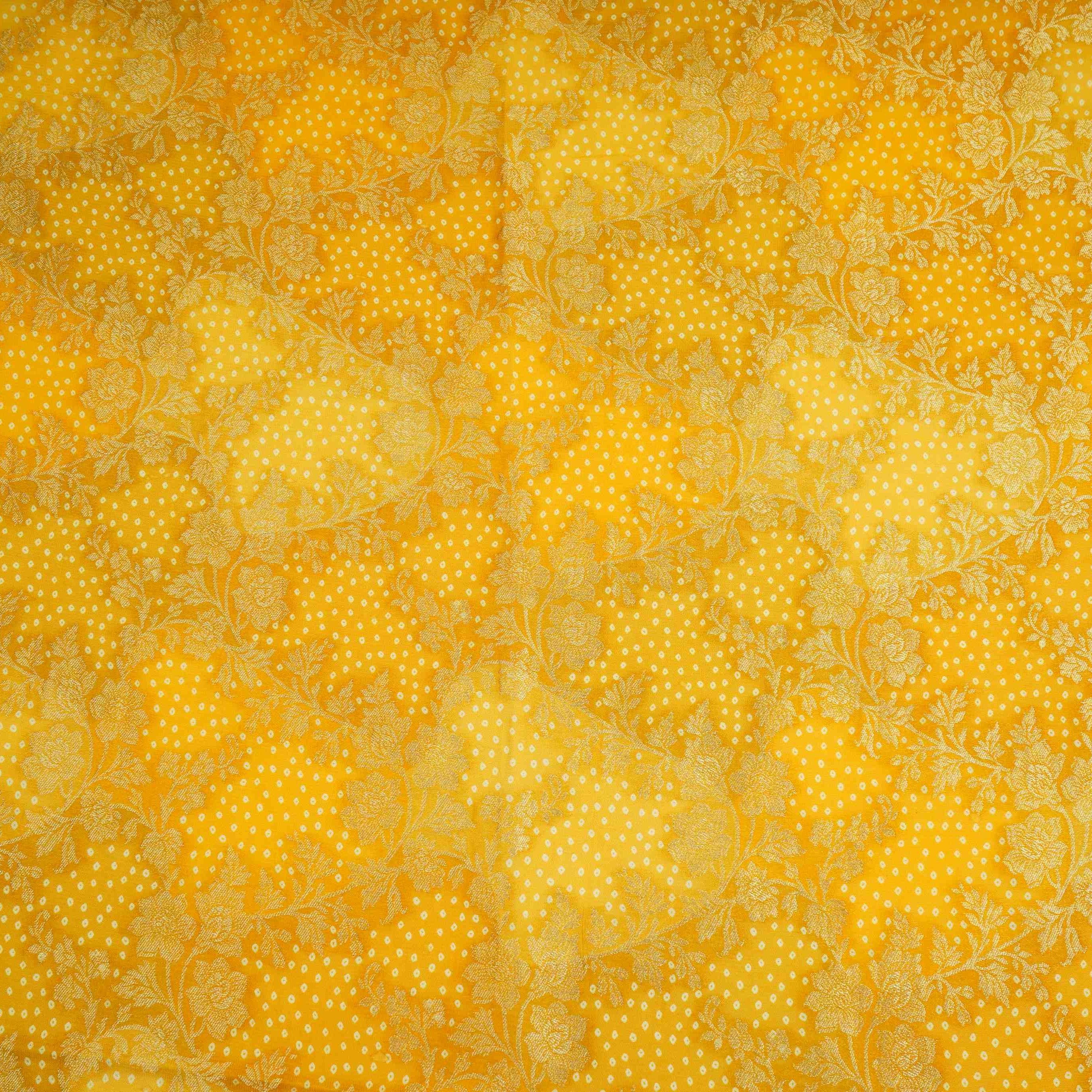 Mustard Bandhani floral Georgette Jaal Fabric MTI-31547 - TradeUNO