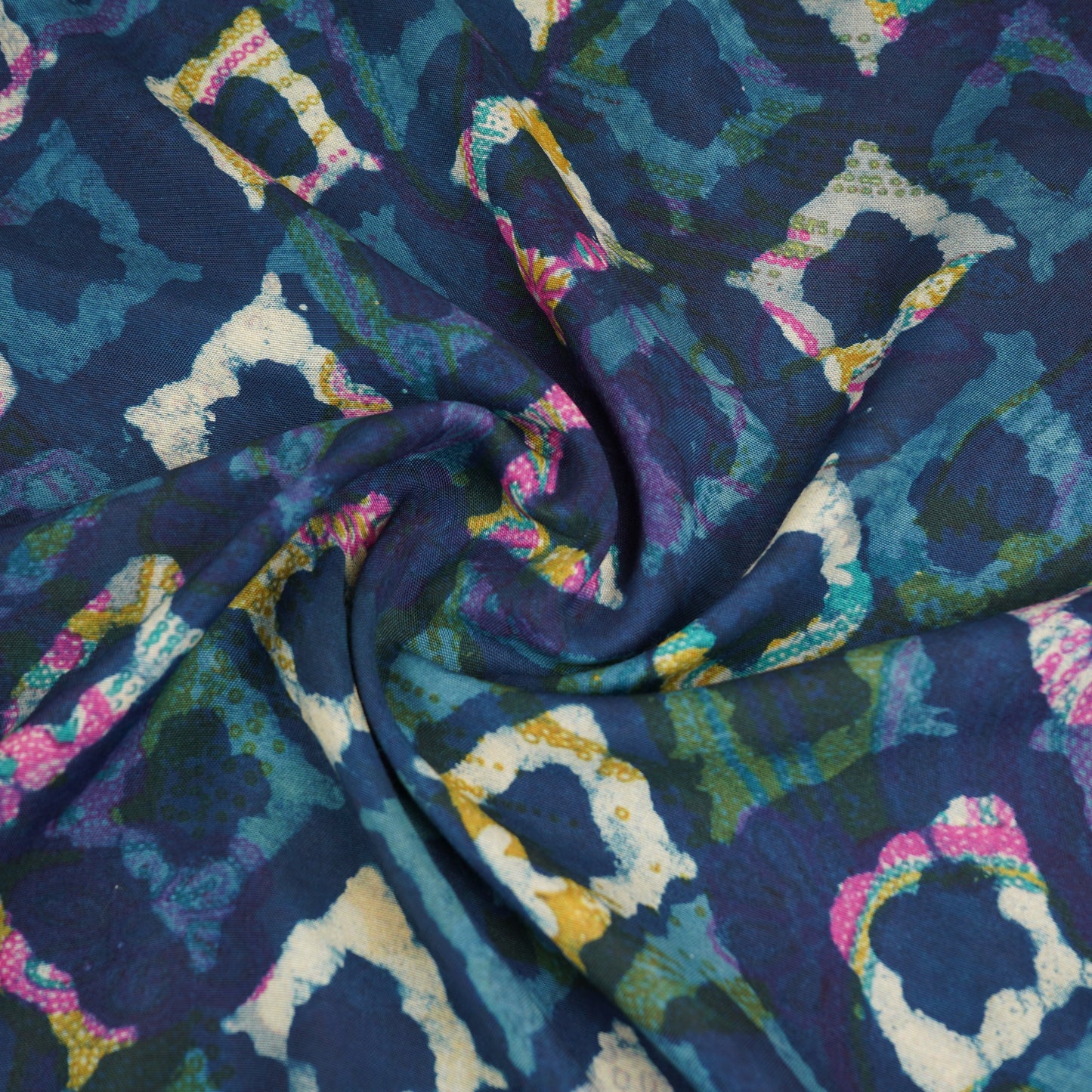 Indigo & White Geomatrical Print Cotton Fabric MFR-29865