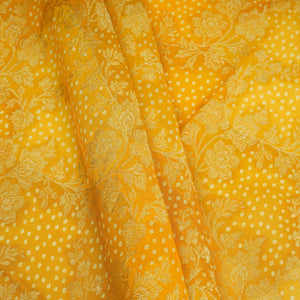 Mustard Bandhani floral Georgette Jaal Fabric MTI-31547 - TradeUNO