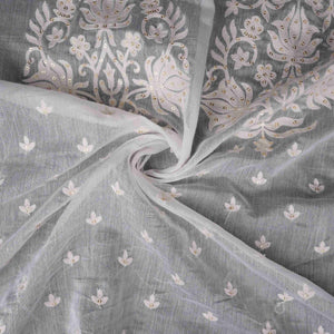 White Dyeable Chikankari embroidery Mul Chanderi Fabric SNTF-31869 - TradeUNO