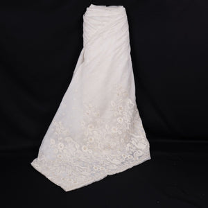 White Dyeable jaal embroidery Mul Chanderi Fabric SNTF-31866 - TradeUNO