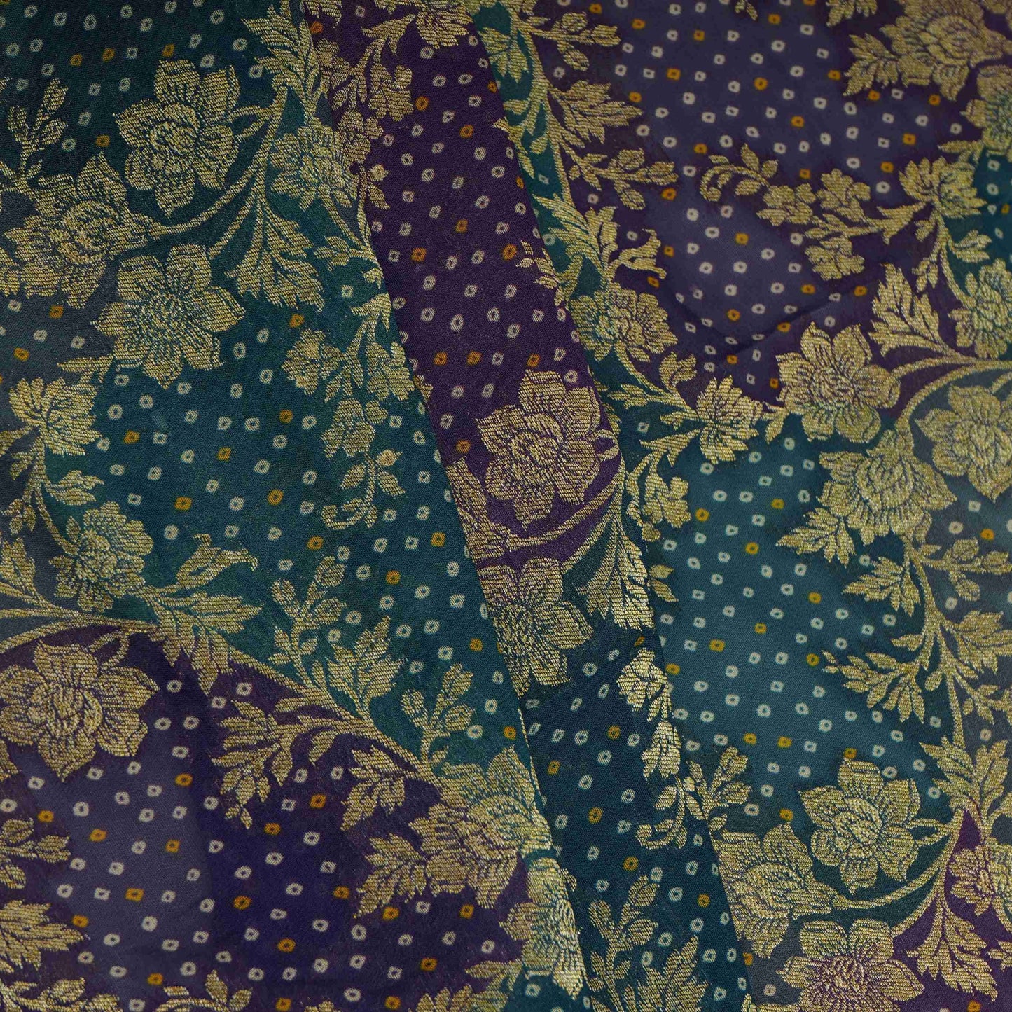Purple Bandhani floral Georgette Jaal Fabric MTI-31546