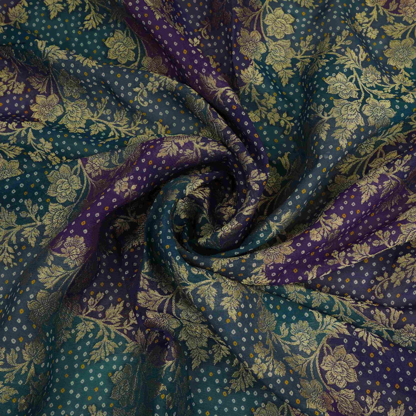 Purple Bandhani floral Georgette Jaal Fabric MTI-31546