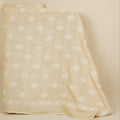 Beige Floral Embroidery Dyeable Dola Silk Fabric VI-30068