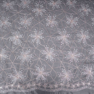 Off White floral Jaal embroidery Tissue Organza Fabric VFS-31694 - TradeUNO