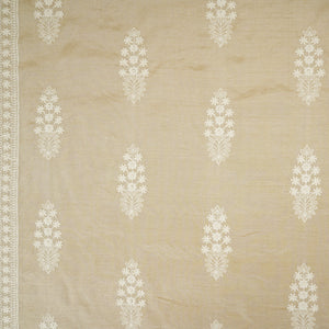 Beige Floral Embroidery Dyeable Dola Silk Fabric VI-30069 - TradeUNO