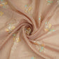 Dusty Rose Zari Stripes floral thread embroidery Malai Chanderi Fabric VFS-31540