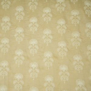 Beige Floral Embroidery Dyeable Dola Silk Fabric VI-30067 - TradeUNO