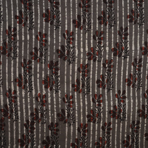Dark Grey & Black Floral Print Cotton Fabric MFR-29871 - TradeUNO