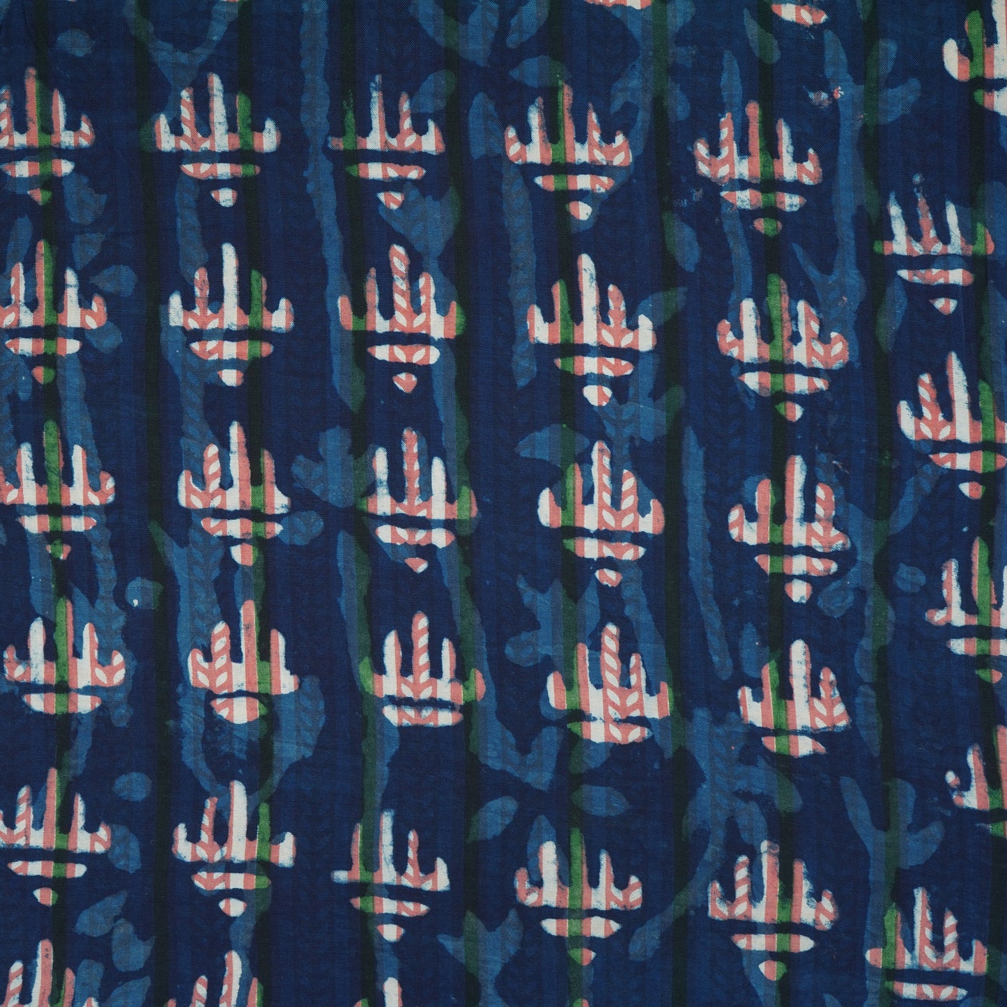 Indigo & White Abstract Print Cotton Fabric MFR-29869