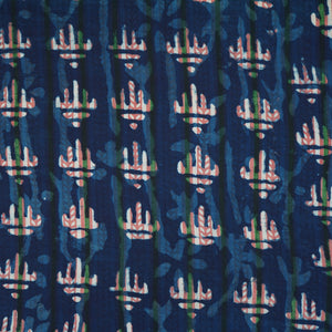 Indigo & White Abstract Print Cotton Fabric MFR-29869 - TradeUNO