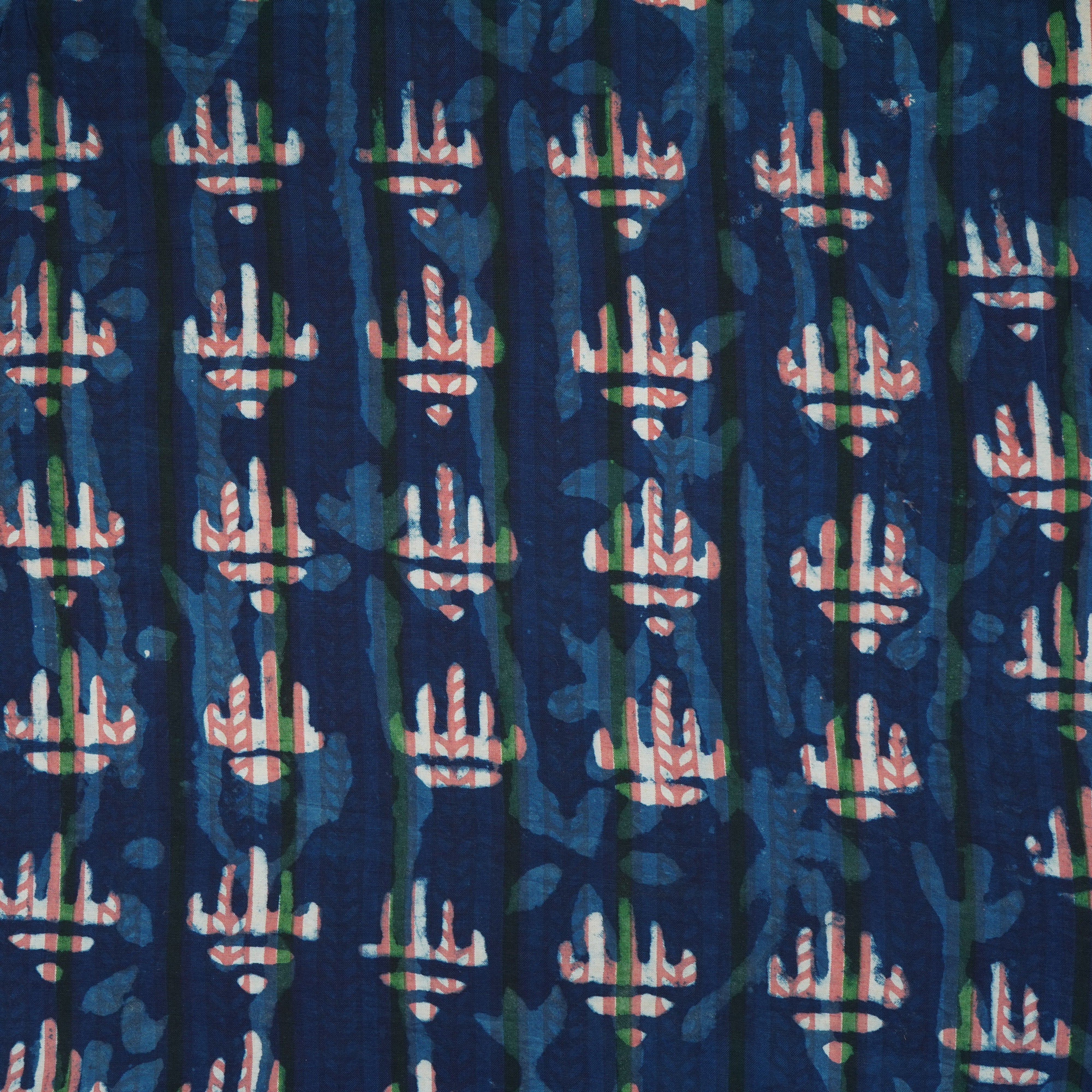 Indigo & White Abstract Print Cotton Fabric MFR-29869 - TradeUNO