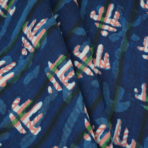 Indigo & White Abstract Print Cotton Fabric MFR-29869 - TradeUNO